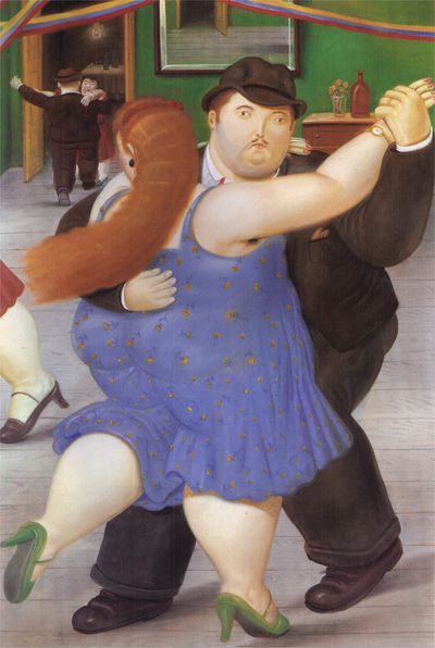 An image of a painting titled The Dancers by Botero.