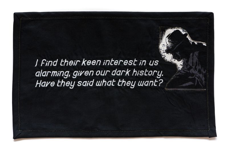 An image of a Broadside titled Our Dark History by artist China Marks