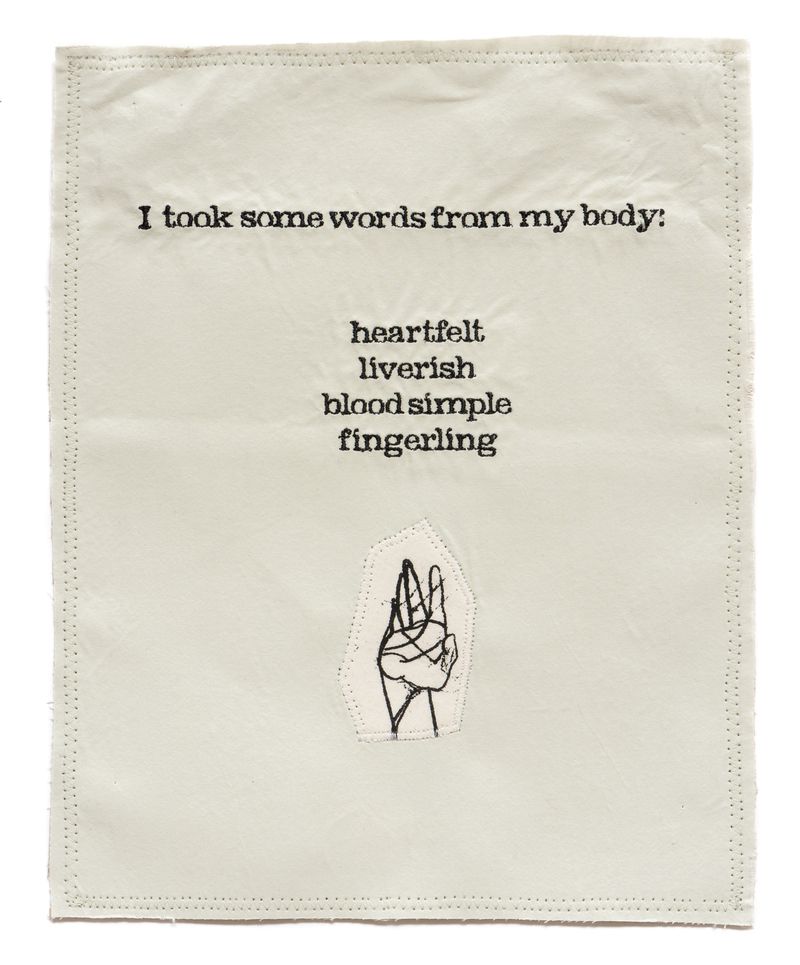 An image of a Broadside titled Words from My Body by artist China Marks