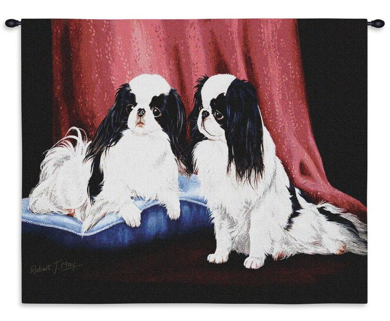 An image of a Drawing titled a tapestry of two Japanese Chin dogs by artist China Marks