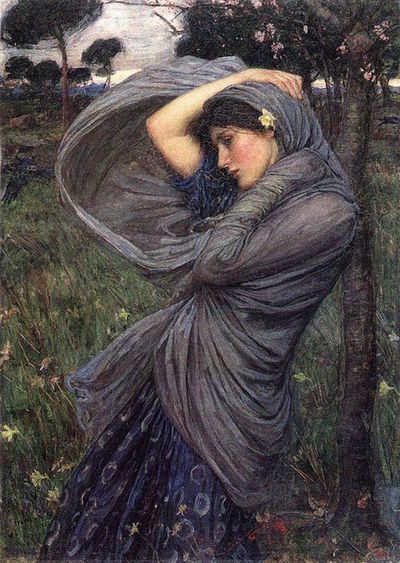 An image of a painting titled Boreas by artist John William Waterhouse